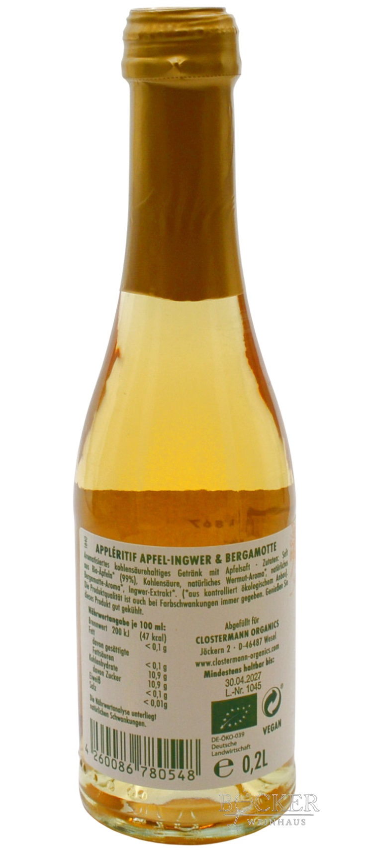 Clostermann Alkoholfrei Appleritif Apfel-Ingwer & Bergamotte 0,20 l