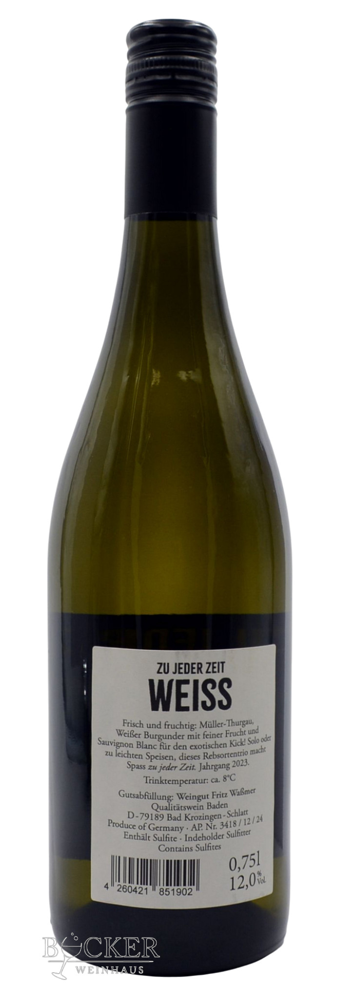 Fritz Waßmer Zu jeder Zeit Weiss 0,750l