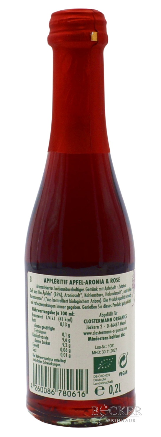 Clostermann Appléritif Apfel-Aronia & Rose feinherb alkoholfrei 0,20 l