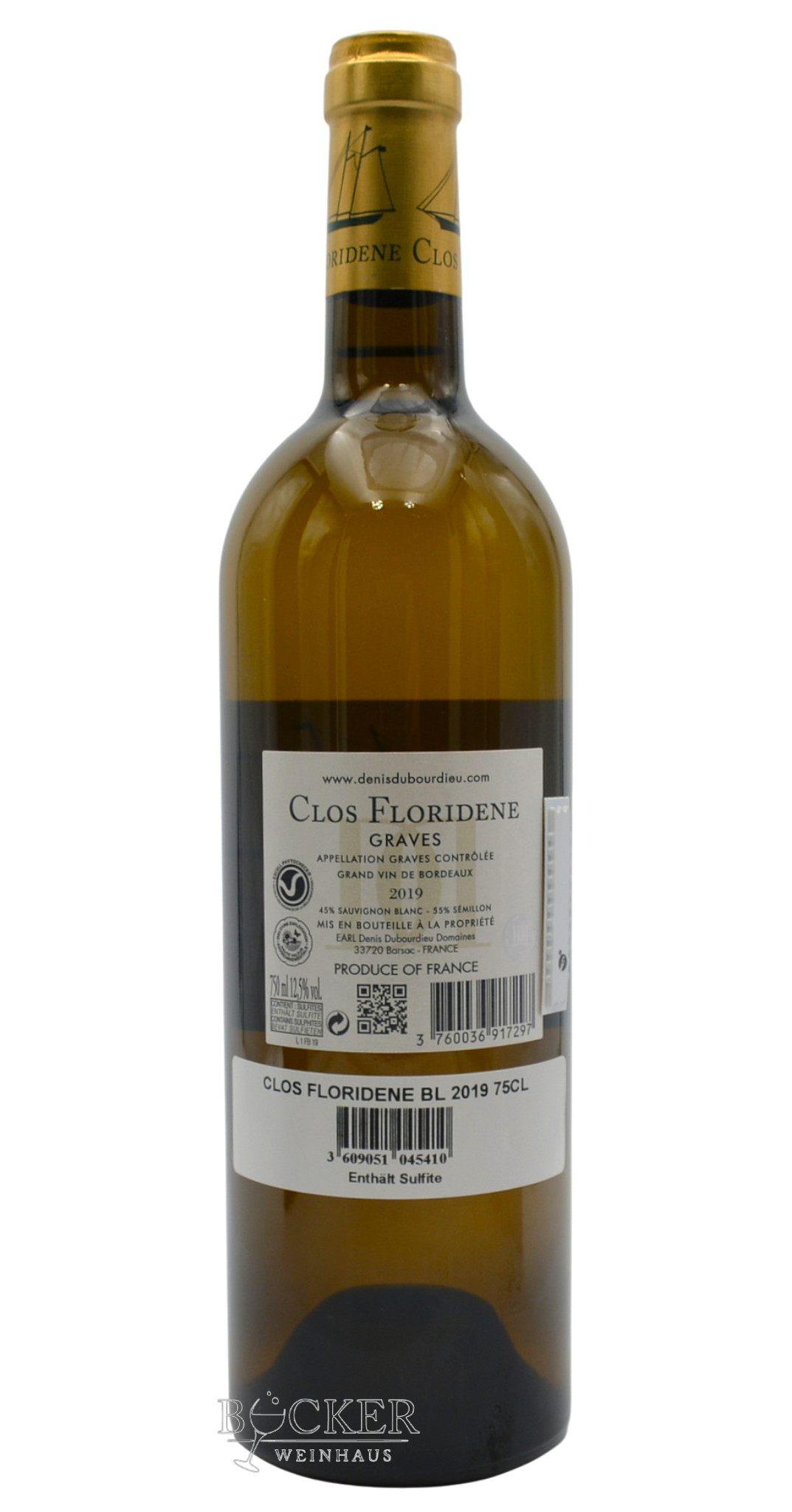 Clos Floridenne 2019 Graves Chateau Blanc 12,5 % Alc. 0,750 l