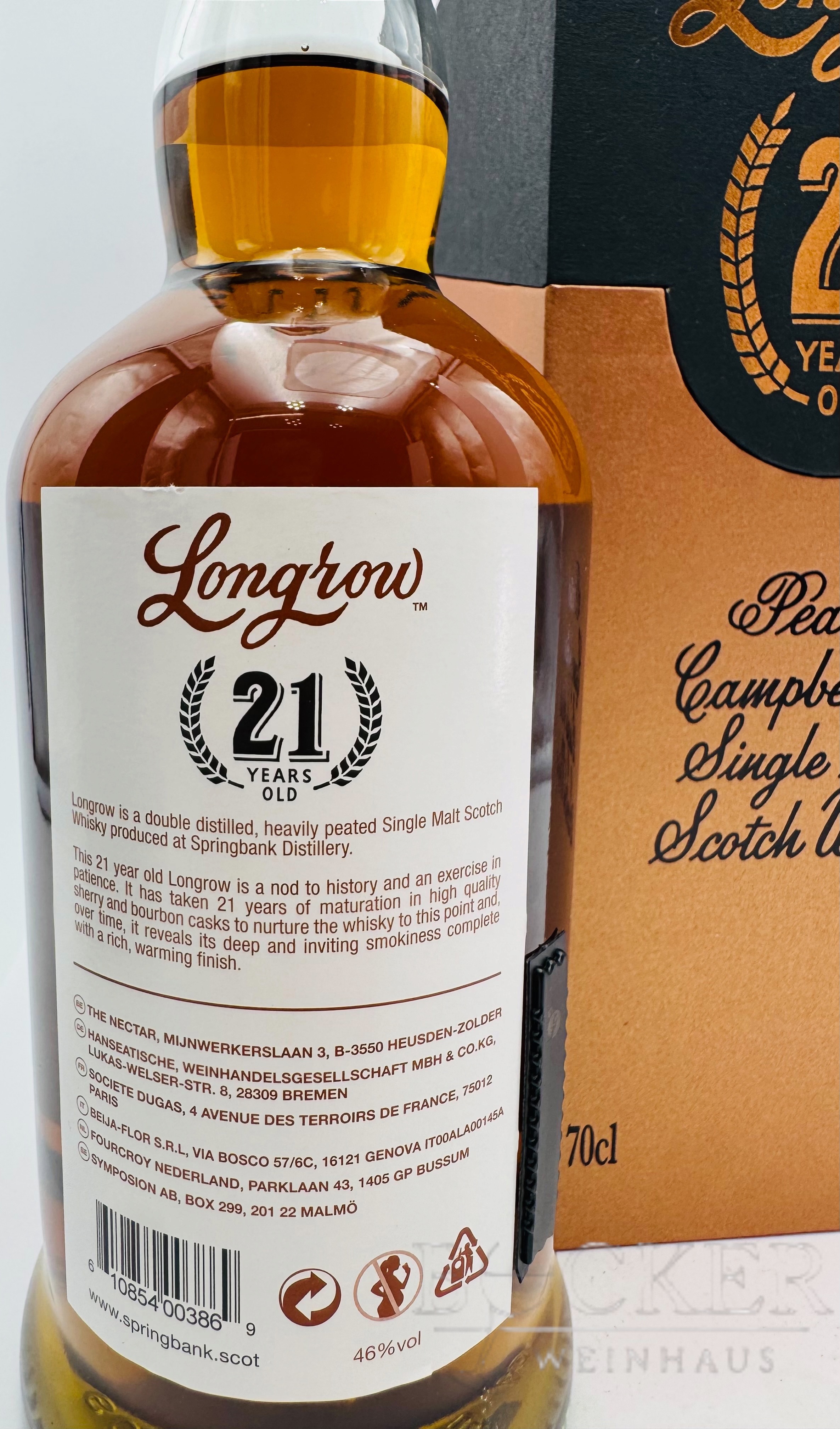 Longrow Peated 21 years Campbeltown Single Malt 46%vol. 0,70 l