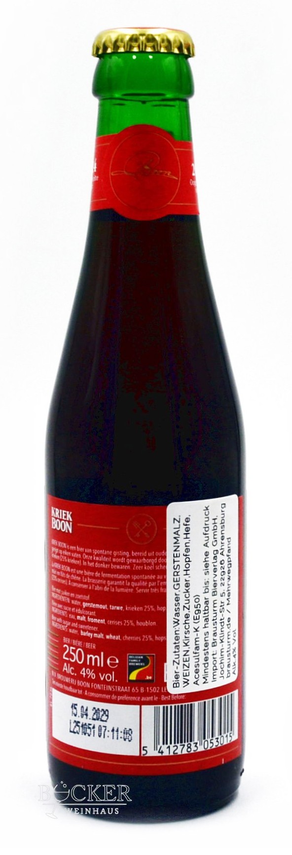 Lindemans Boon KRIEK Kirschbier Belgien 0,25 l zzgl. 0,08 € Pfand