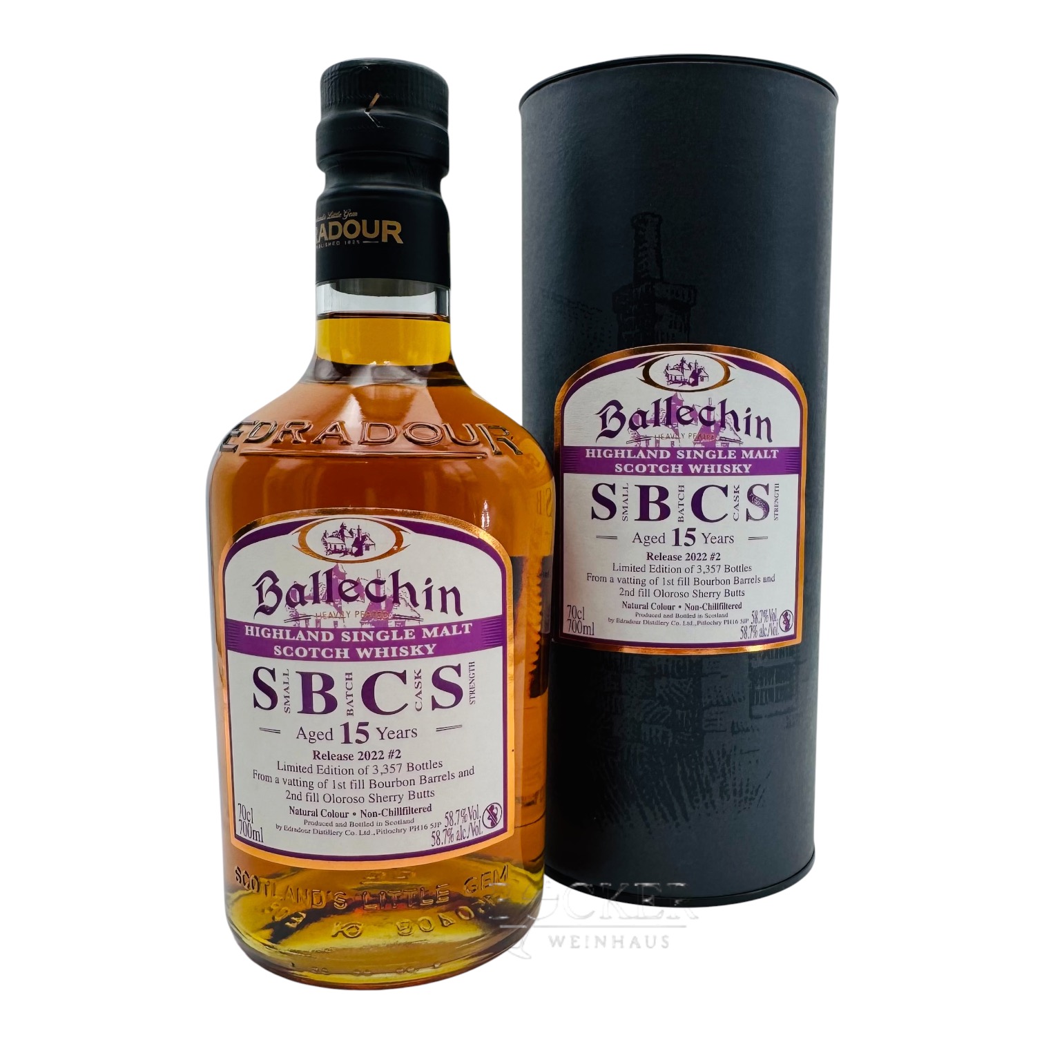 Ballechin 15 years 58,7  vol. 1st fill Bourbon 2nd fill Sherry 0,70 l