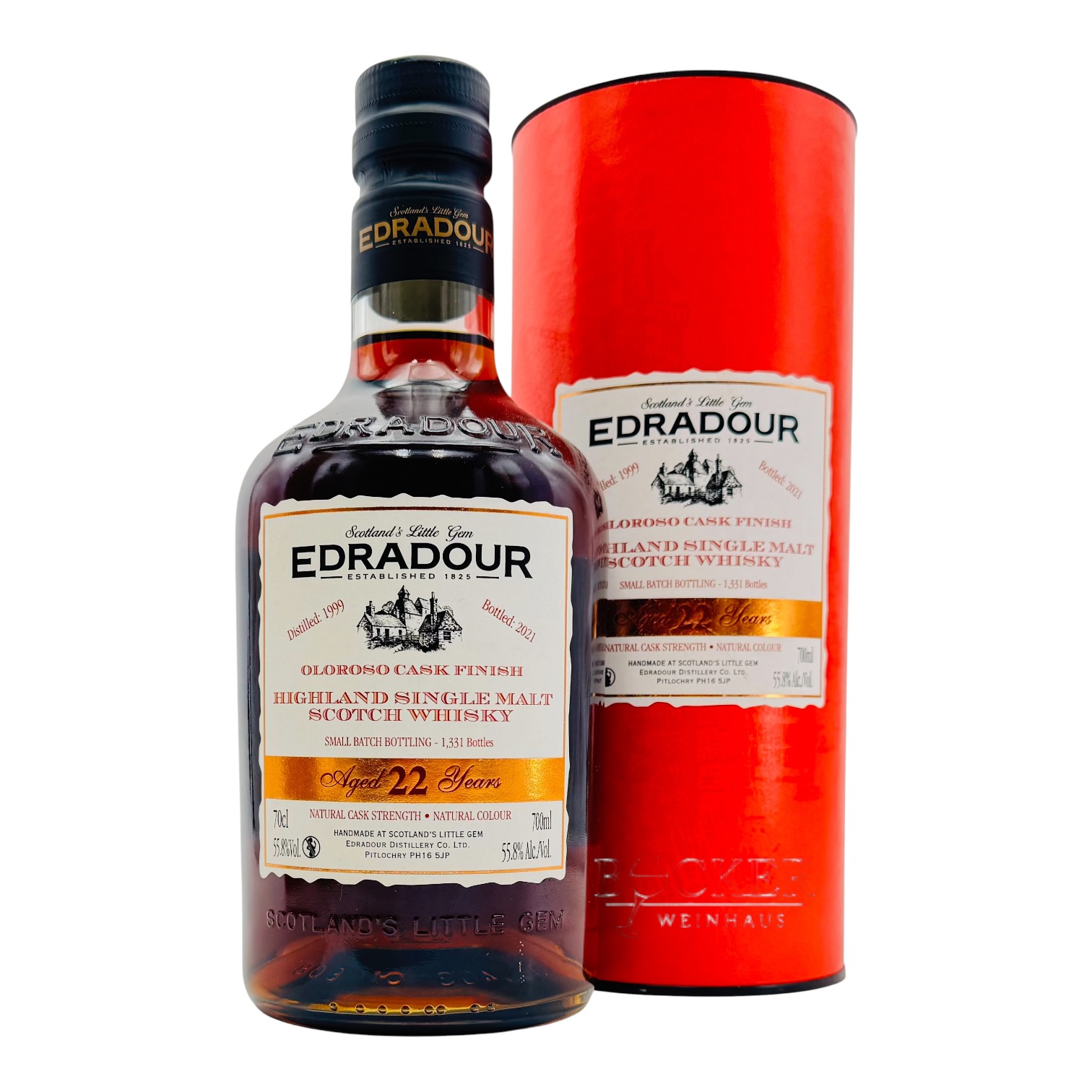 Edradour 22 years 1999-2021 Small Batch Sherry Finish Natural Cask Strength