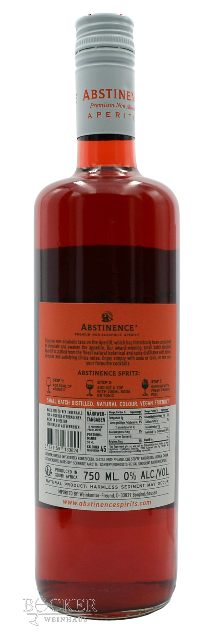 Abstinence ALKOHOLFREI Aperitif Blood Orange Bittersweet 0,75 l