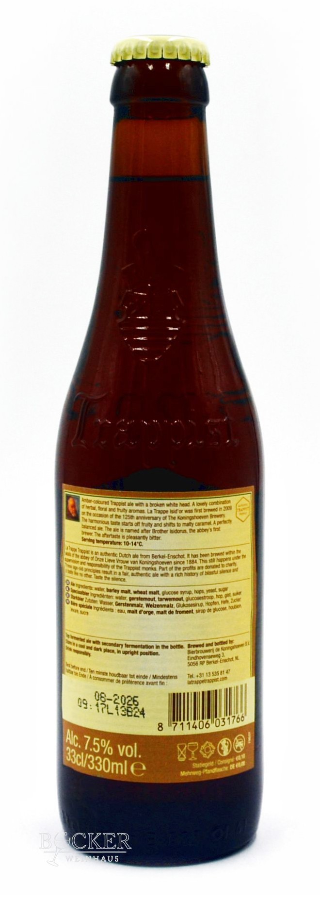 La Trappe Isid´or Trappist 0,33 l 7,5% vol. zzgl. 0,08 € Pfand