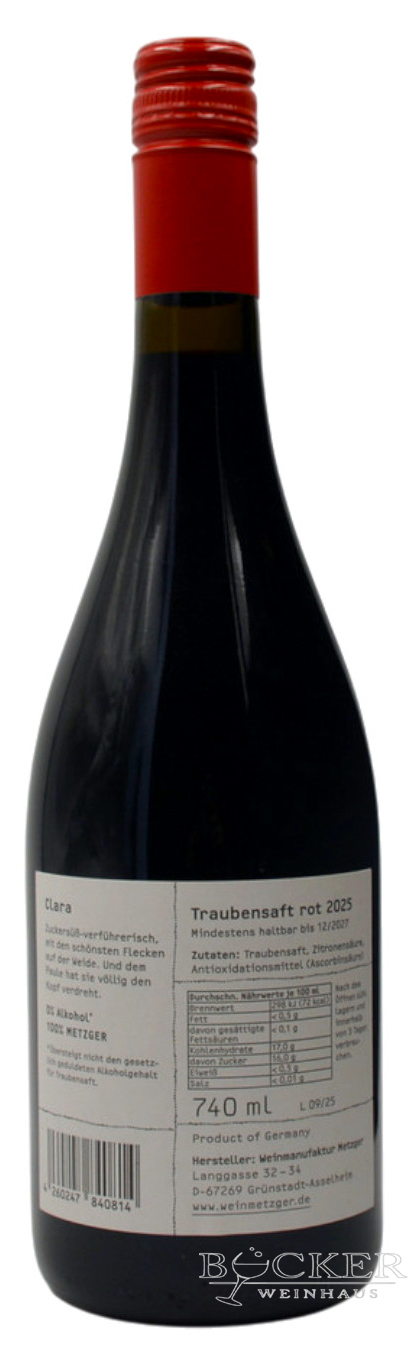 Metzger - "Clara" roter Traubensaft