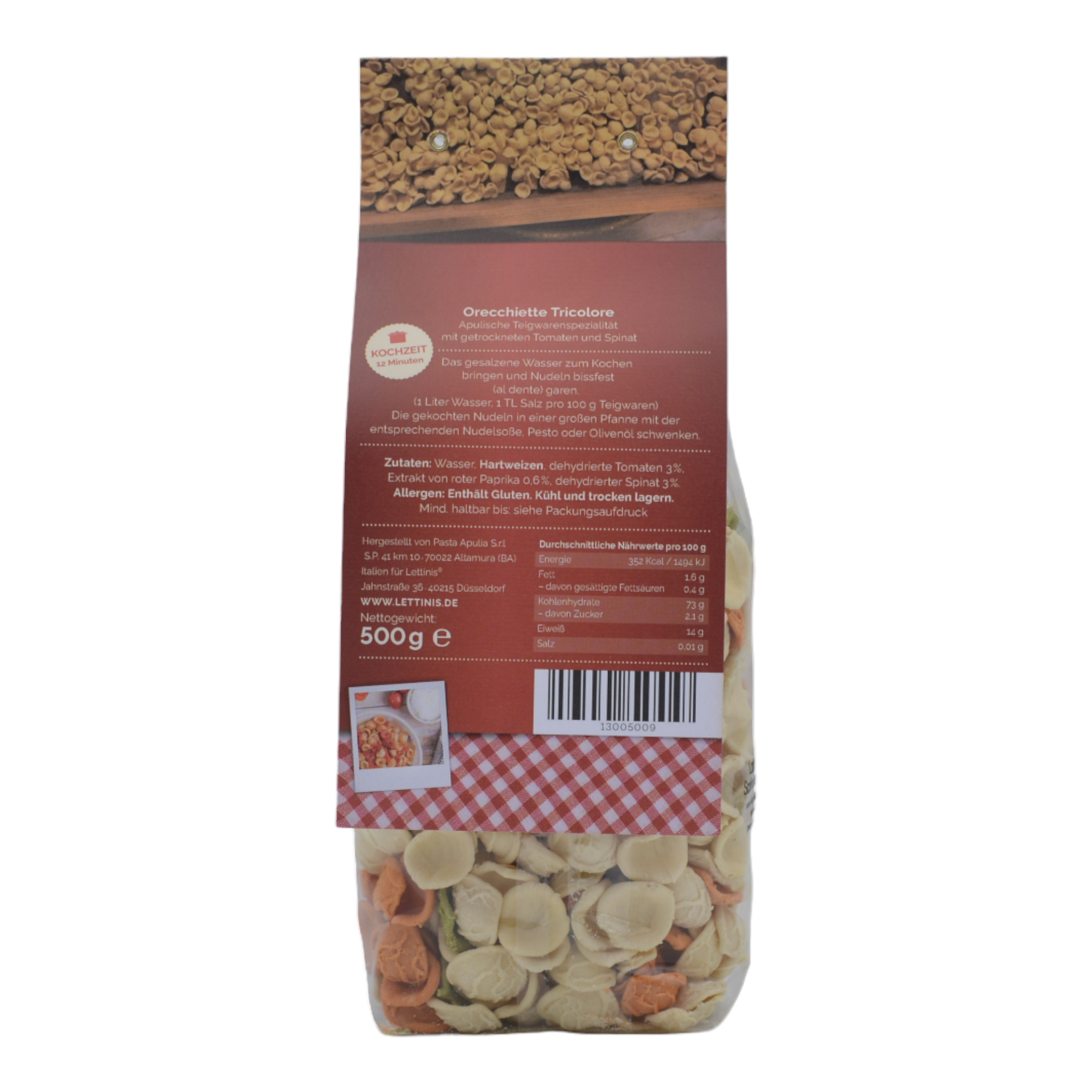 Lettinis Orecchiette Tricolore Hartweizengrießnudeln aus Apulien