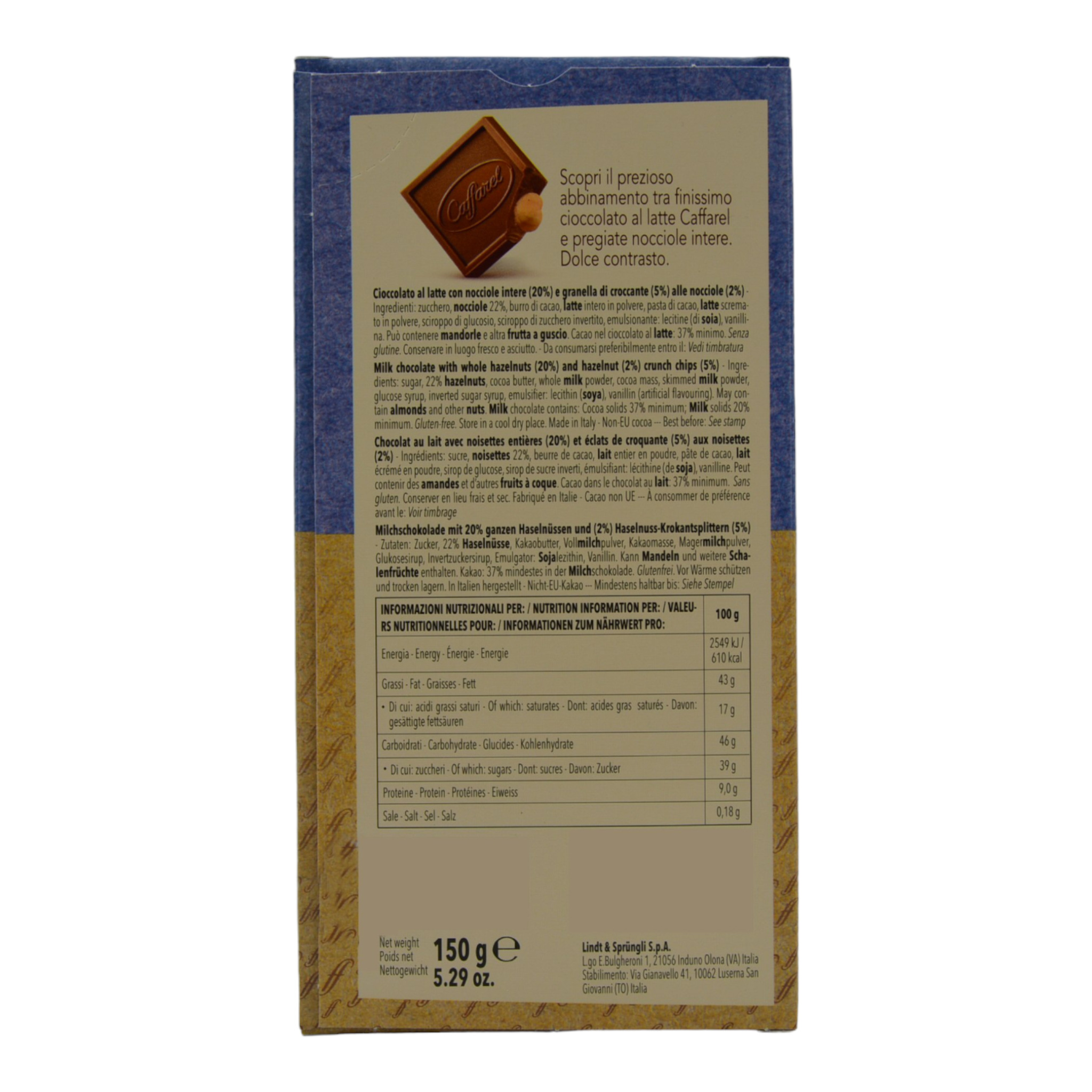 Lindt & Sprüngli Caffarel Latte Nocciole Intere Schokolade