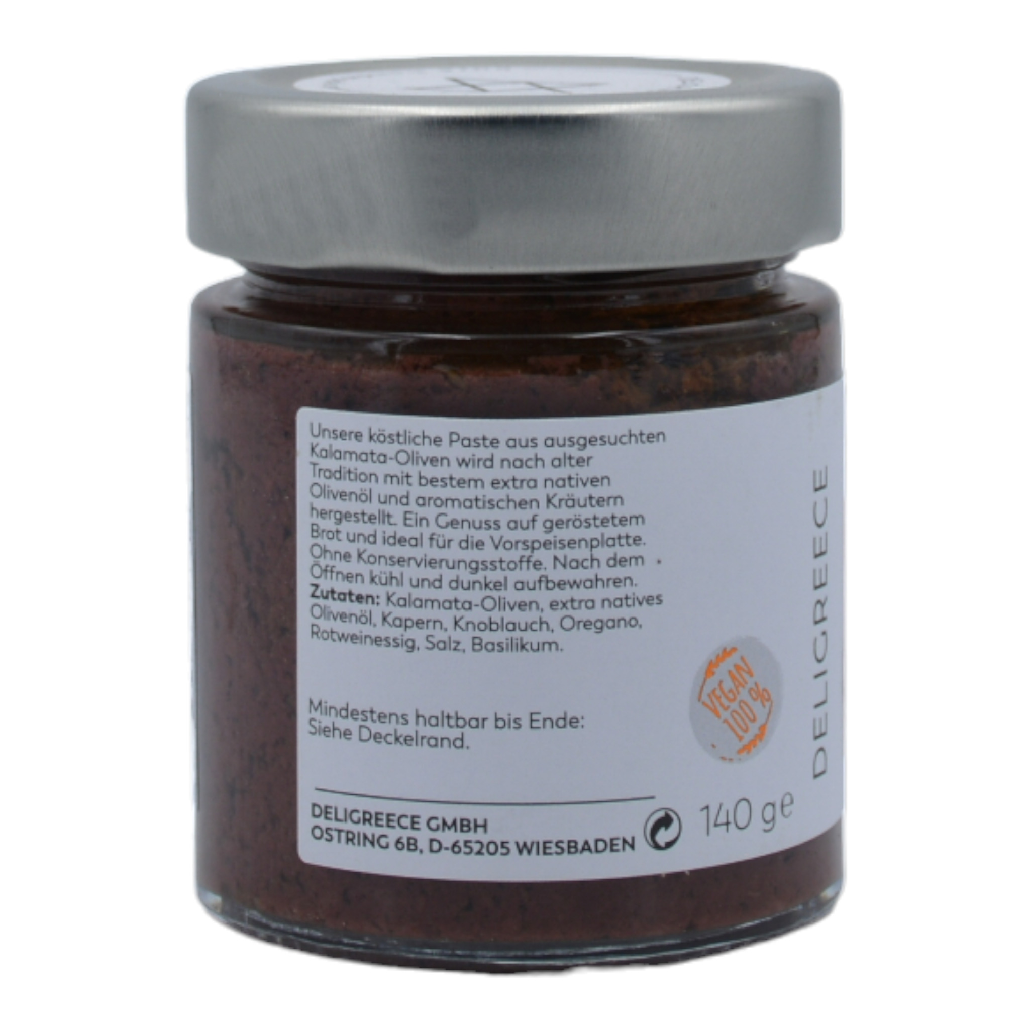 Deligreece Olivenpaste aus Kalamata Oliven mit Extra Nativem Olivenöl