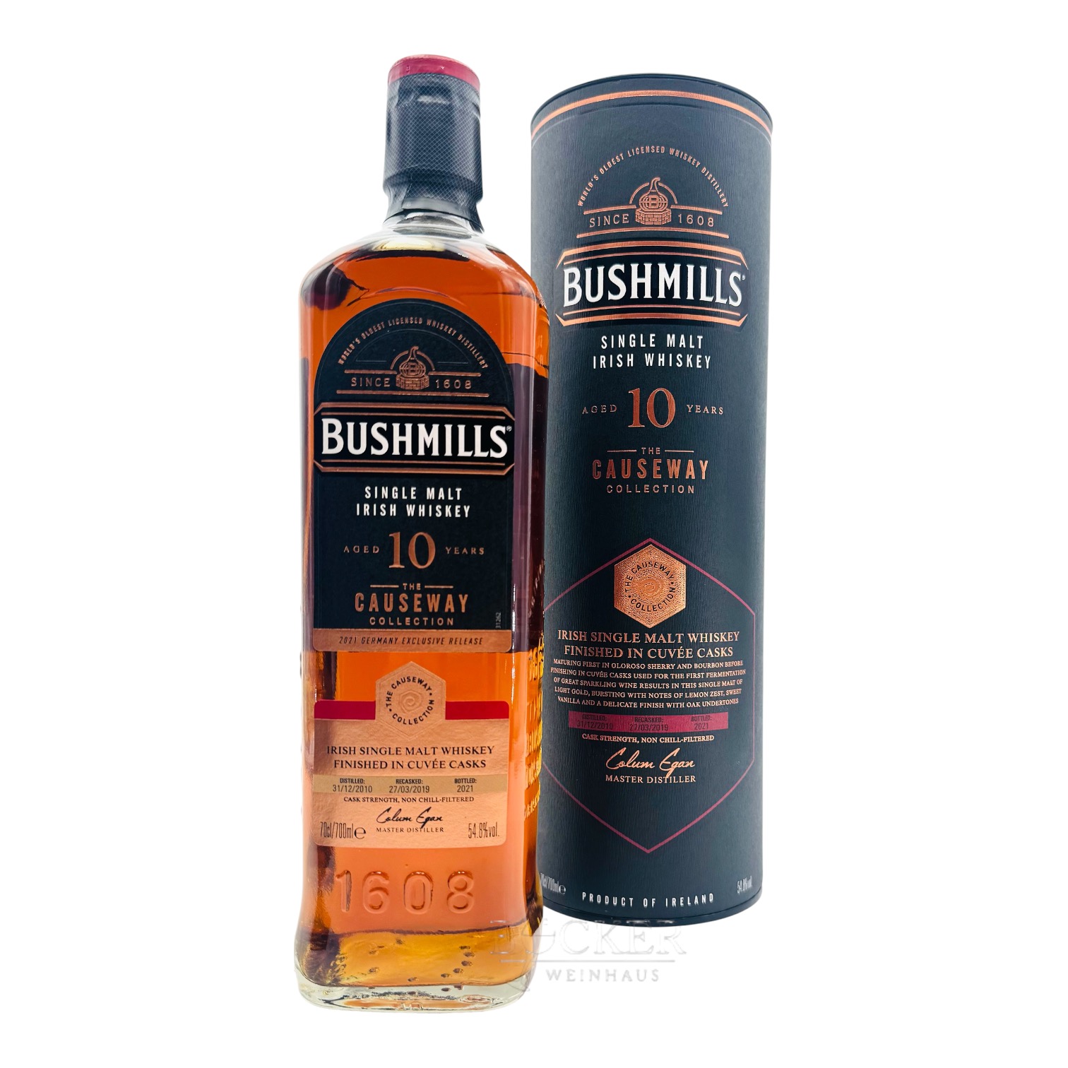 Bushmills Irish CAUSEWAY Single Malt Whisky 10 Years 54,8% Alc. 0,70 Liter