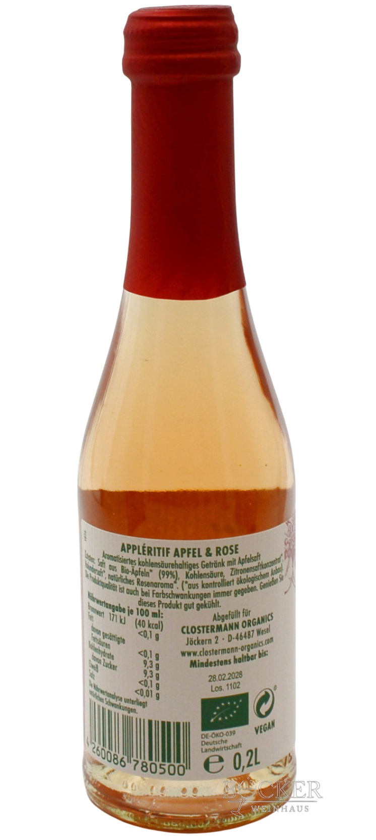 Clostermann Appléritif Apfel & Rose feinherb alkoholfrei 0,20 l