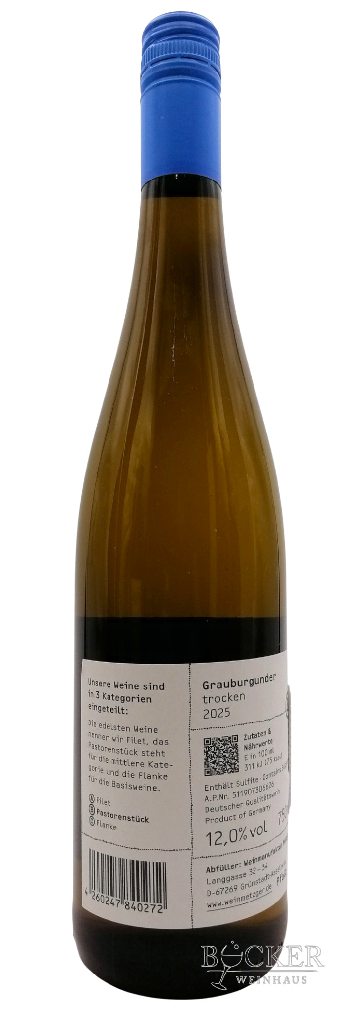 Metzger Grauburgunder trocken pfalz 0,750 l