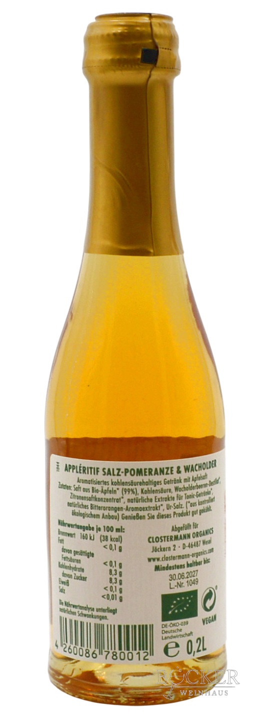 Clostermann Alkoholfrei Appleritif Salz-Pomerauze & Wacholder 0,20 l